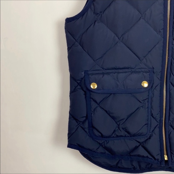 J Crew Navy w Gold Accents Down PufferVest S - Picture 4 of 10
